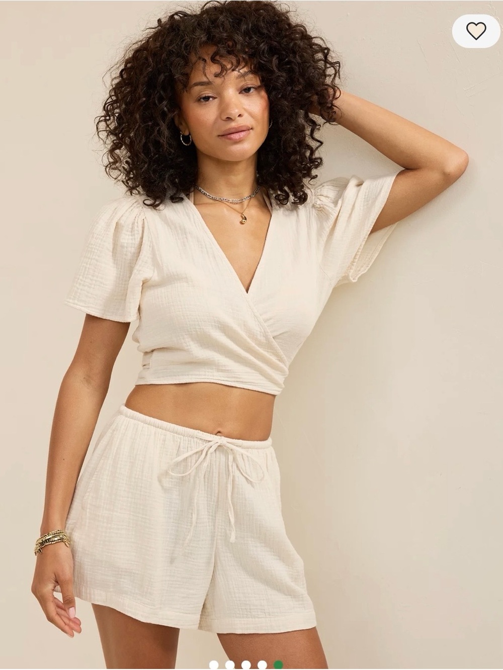 aerie Soft Cream Gauze Cropped Wrap Top Size XS New With Tags